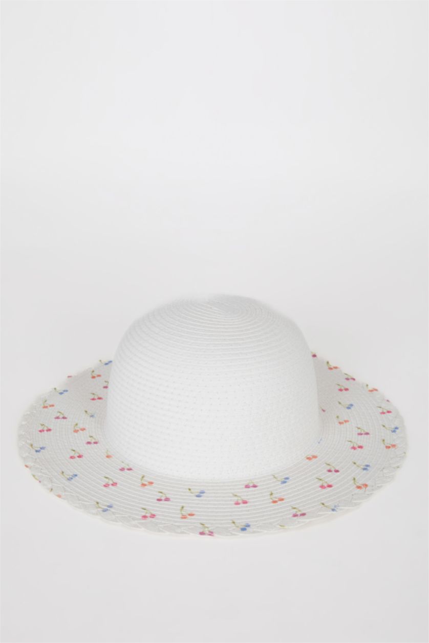 Girls & Teens White Girl Printed Straw Hat