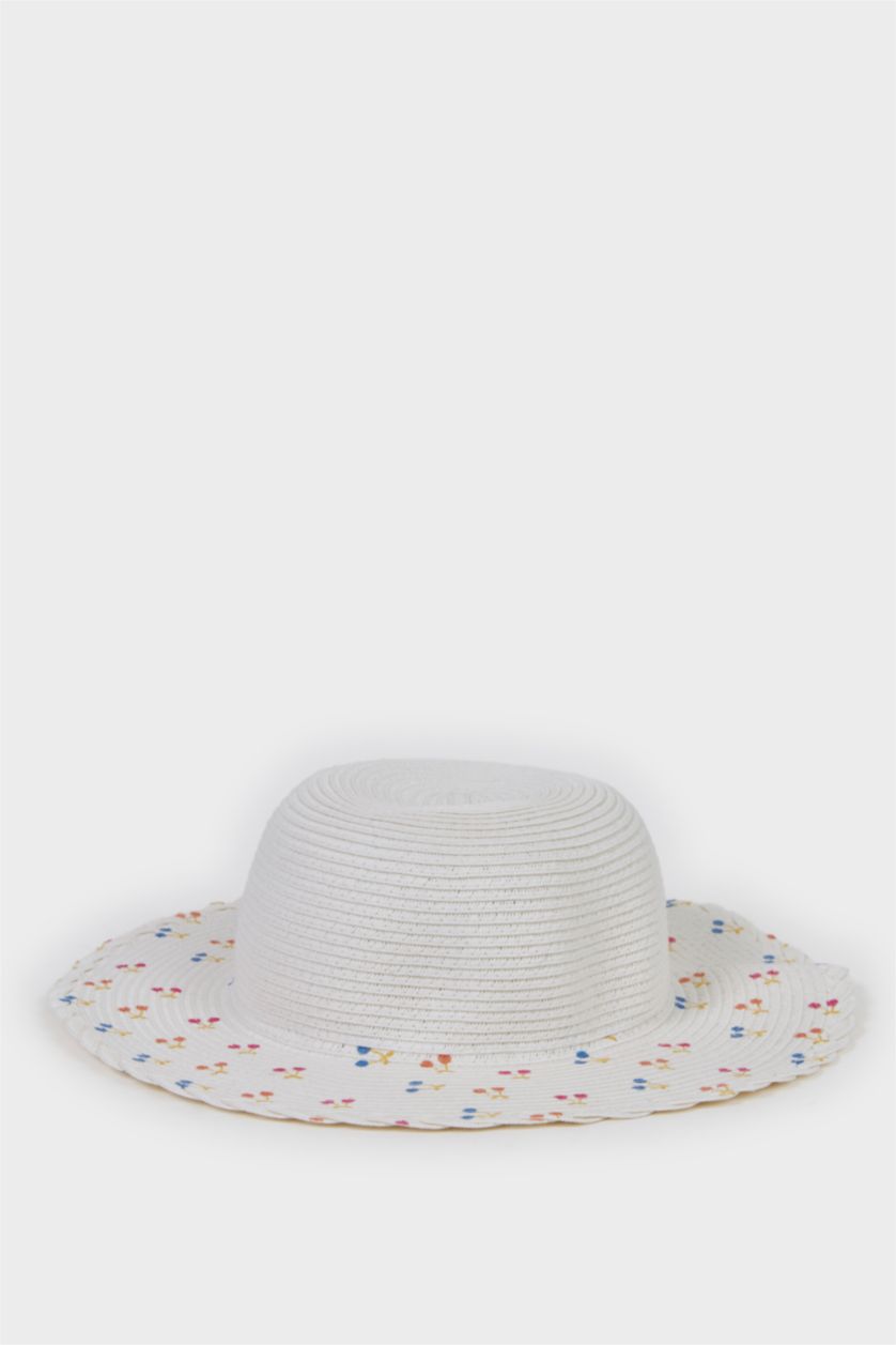 Girls & Teens White Girl Printed Straw Hat