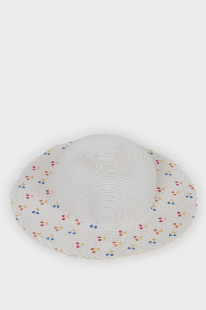 Girls & Teens White Girl Printed Straw Hat