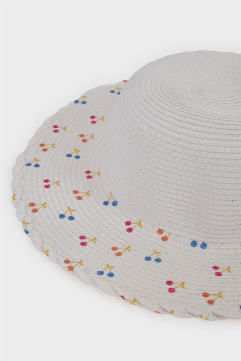 Girls & Teens White Girl Printed Straw Hat