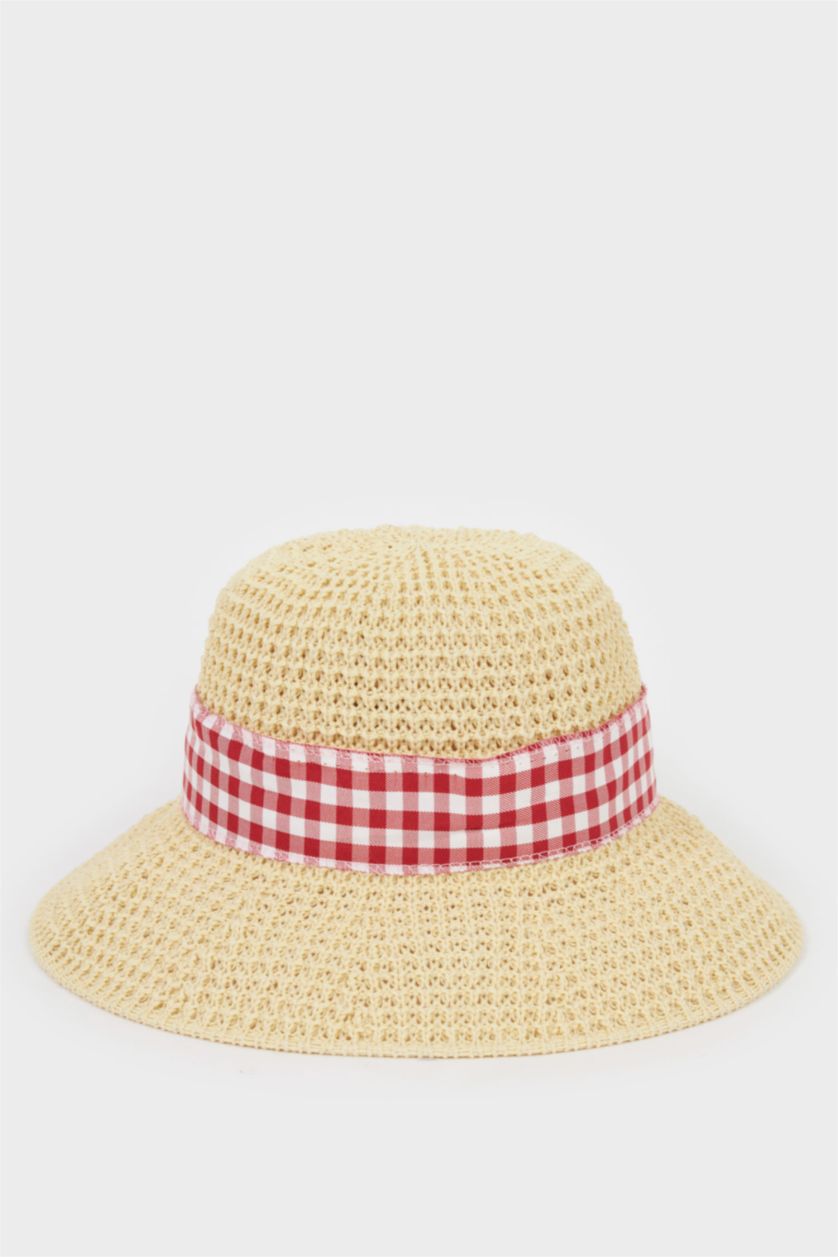 Kız Çocuk - Genç Kız Bej Hasır Şapka Kız Çocuk