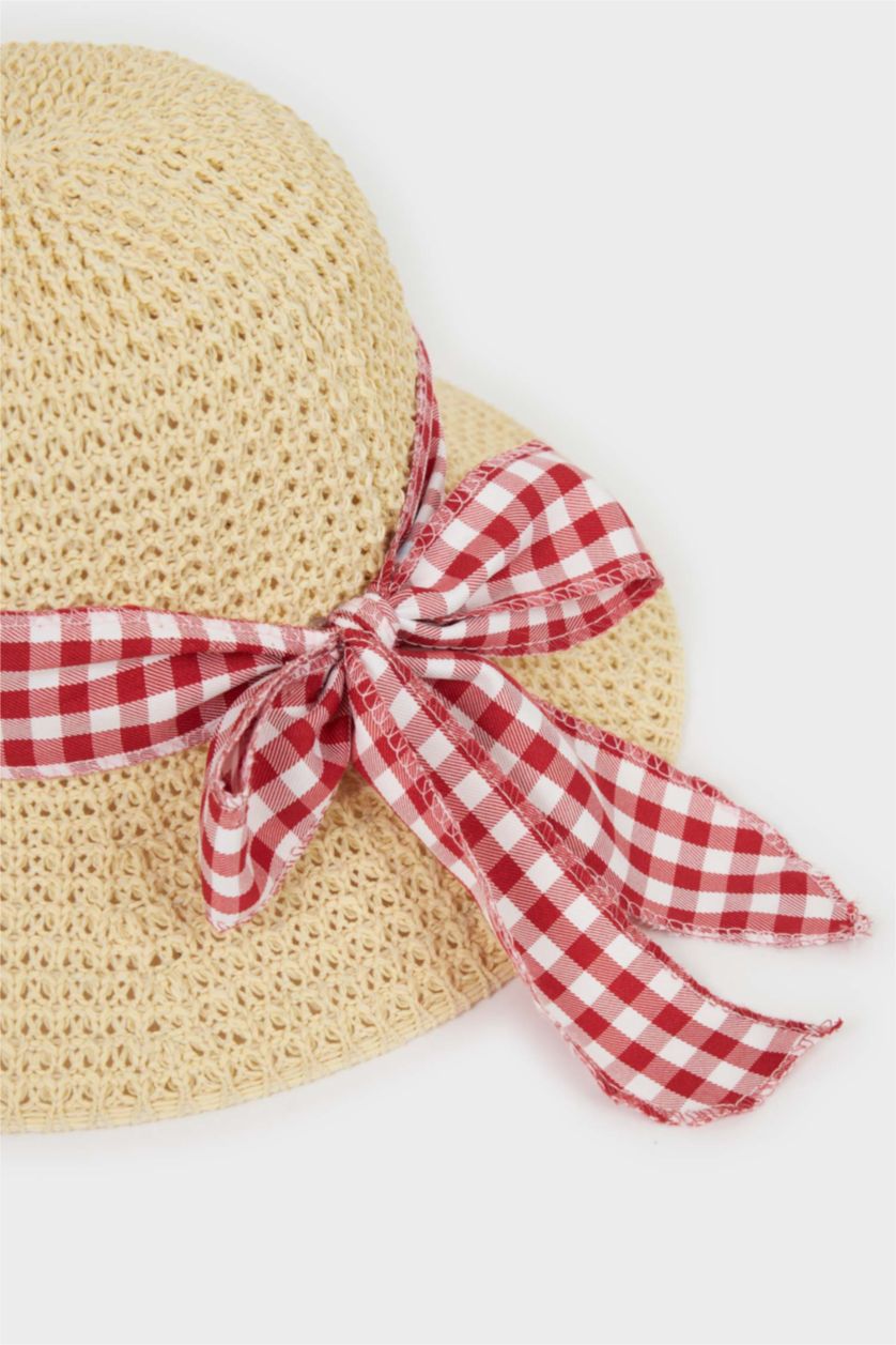 Kız Çocuk - Genç Kız Bej Hasır Şapka Kız Çocuk