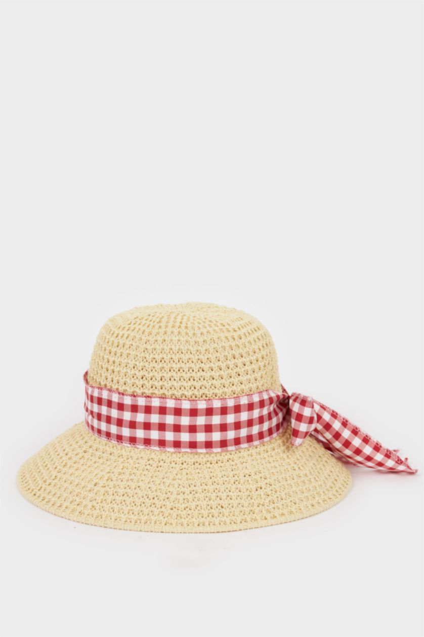 Kız Çocuk - Genç Kız Bej Hasır Şapka Kız Çocuk