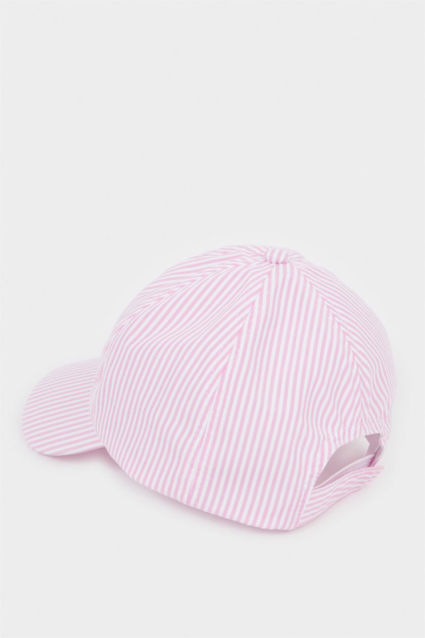 Kız Çocuk - Genç Kız Pembe Çizgili Cap Şapka Kız Çocuk