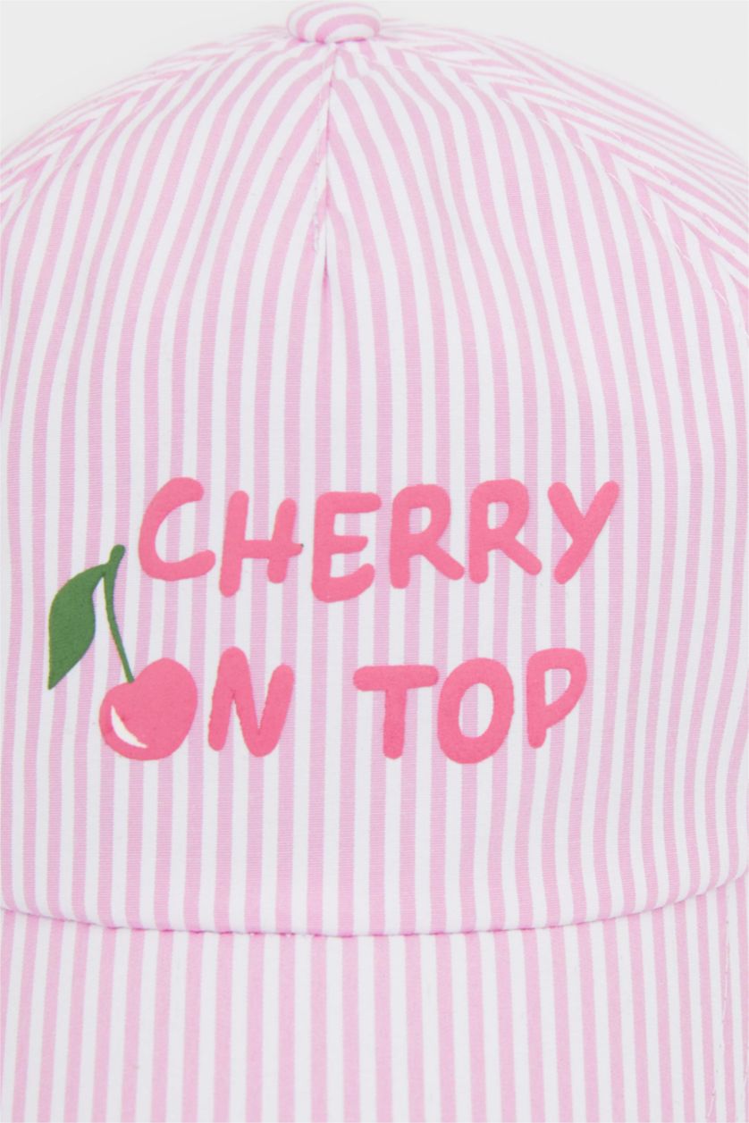 Kız Çocuk - Genç Kız Pembe Çizgili Cap Şapka Kız Çocuk