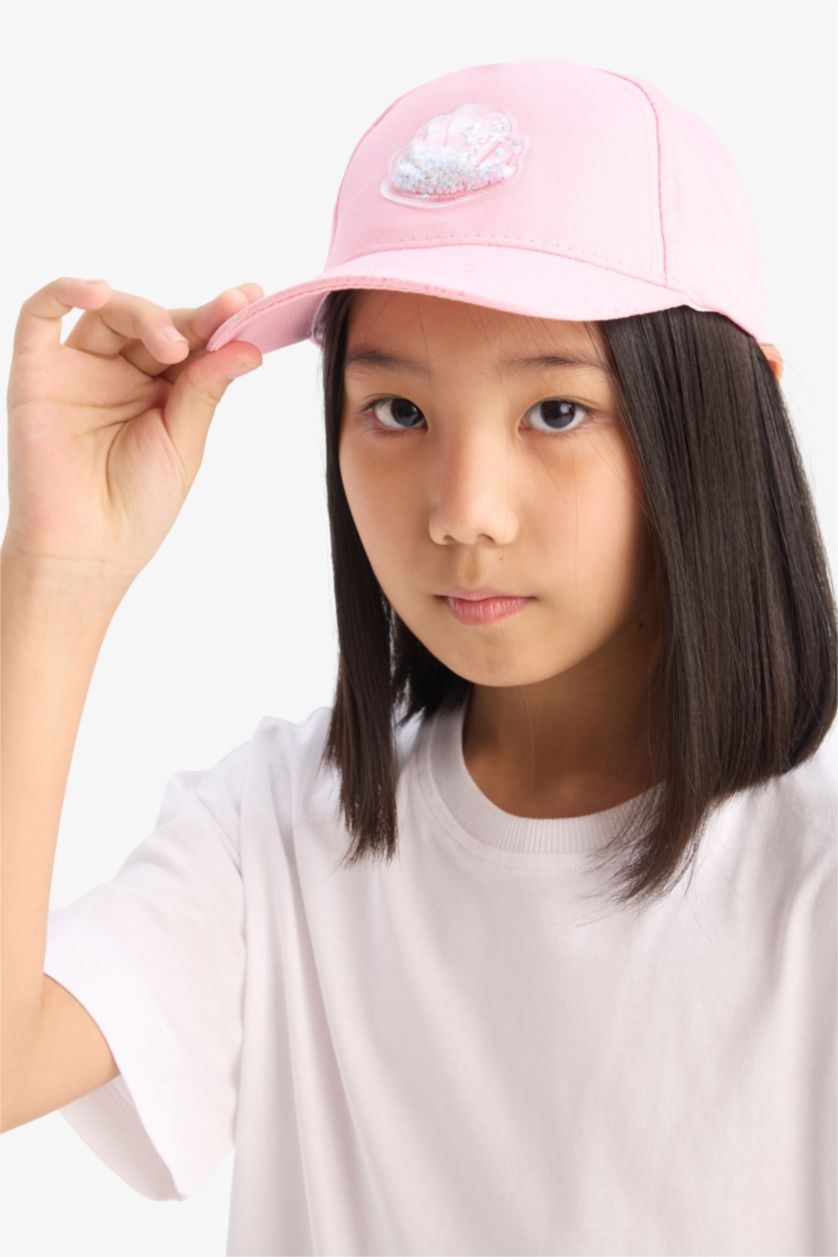 Kız Çocuk - Genç Kız Açık Pembe 3D Pamuklu Cap Şapka Kız Çocuk