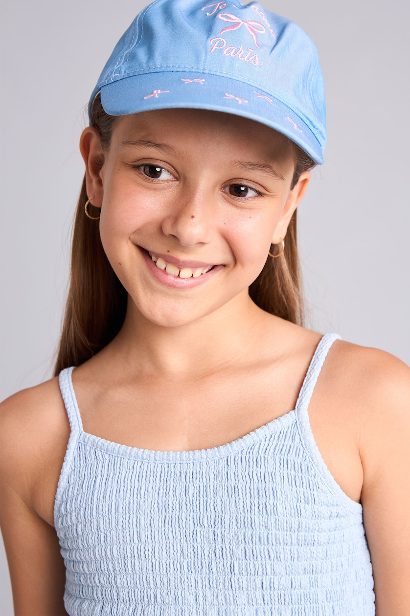 Young Girls - Teen Girls Blue Girl Embroidered Denim Look Cap