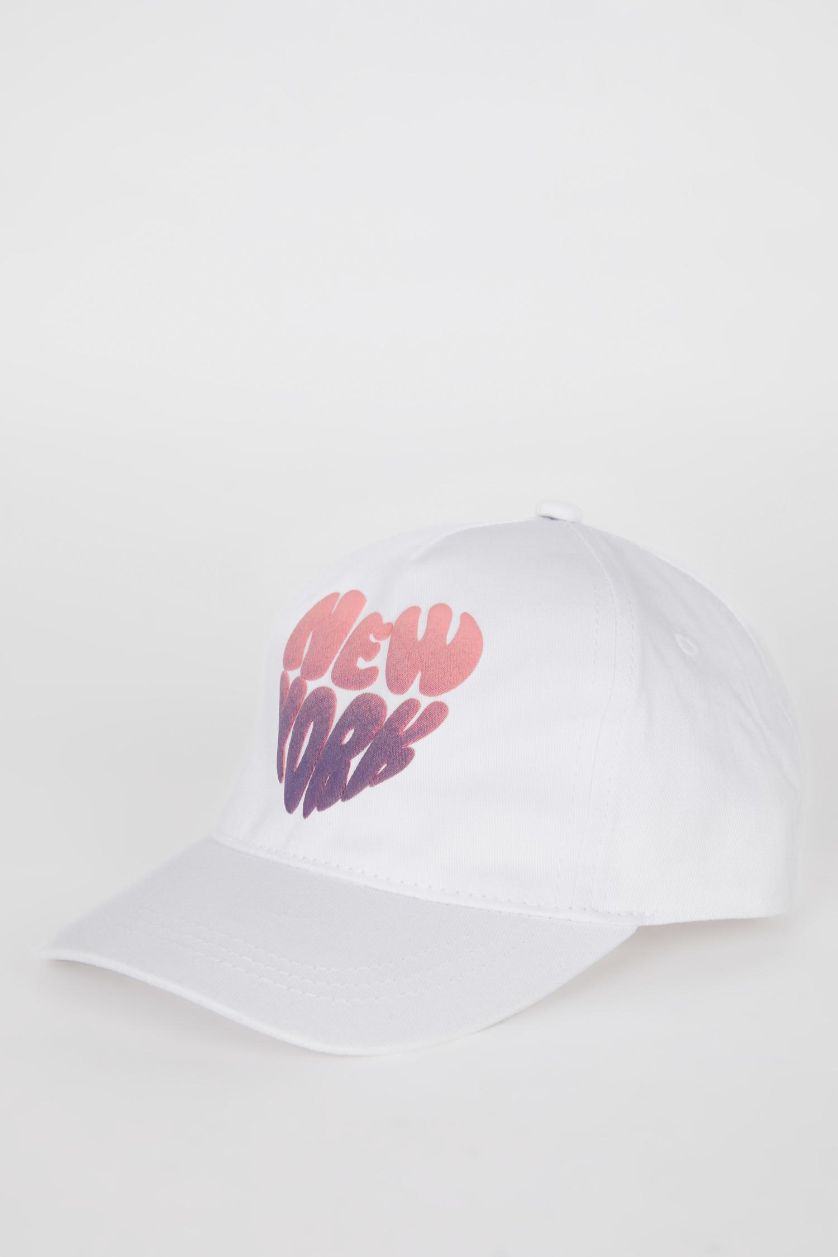 Girls & Teens White Girl Printed Cotton Cap