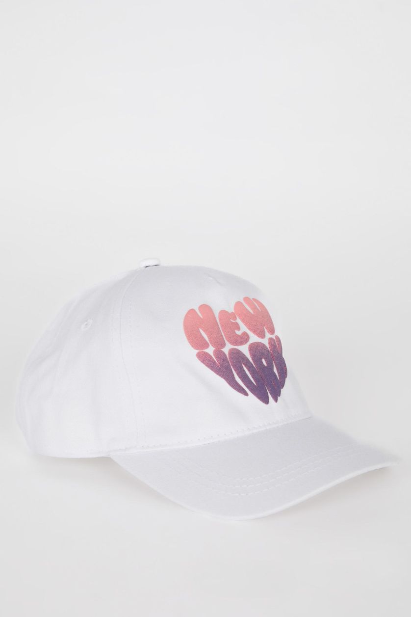 Girls & Teens White Girl Printed Cotton Cap