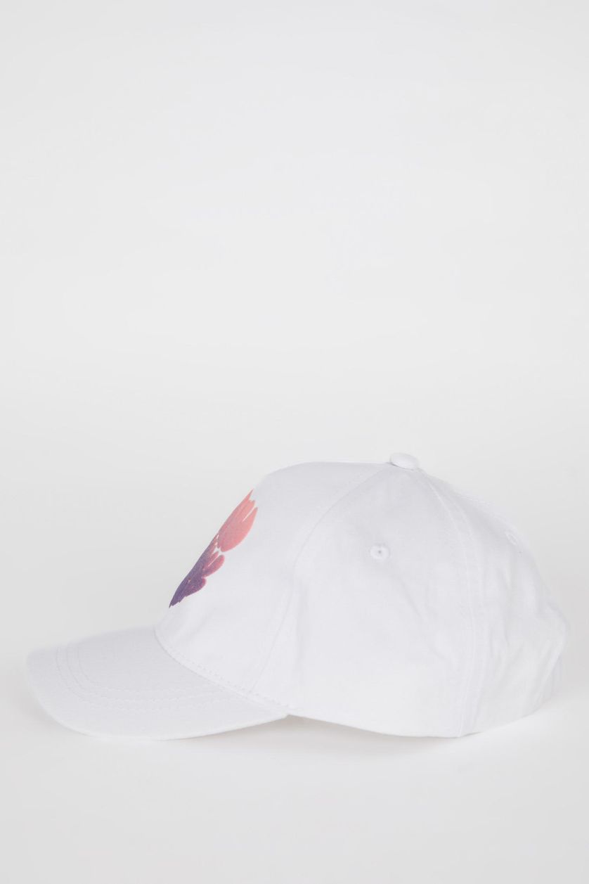 Girls & Teens White Girl Printed Cotton Cap