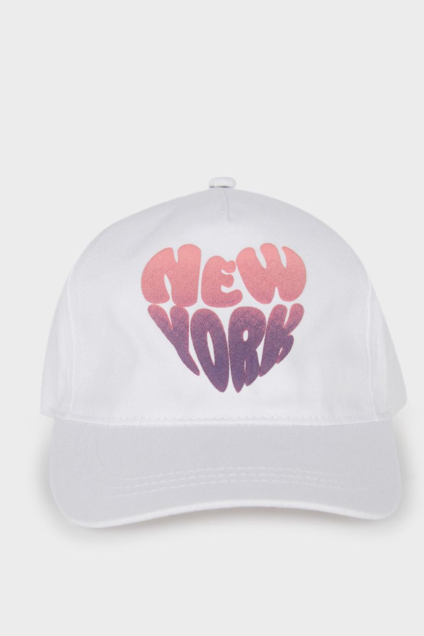 Girls & Teens White Girl Printed Cotton Cap