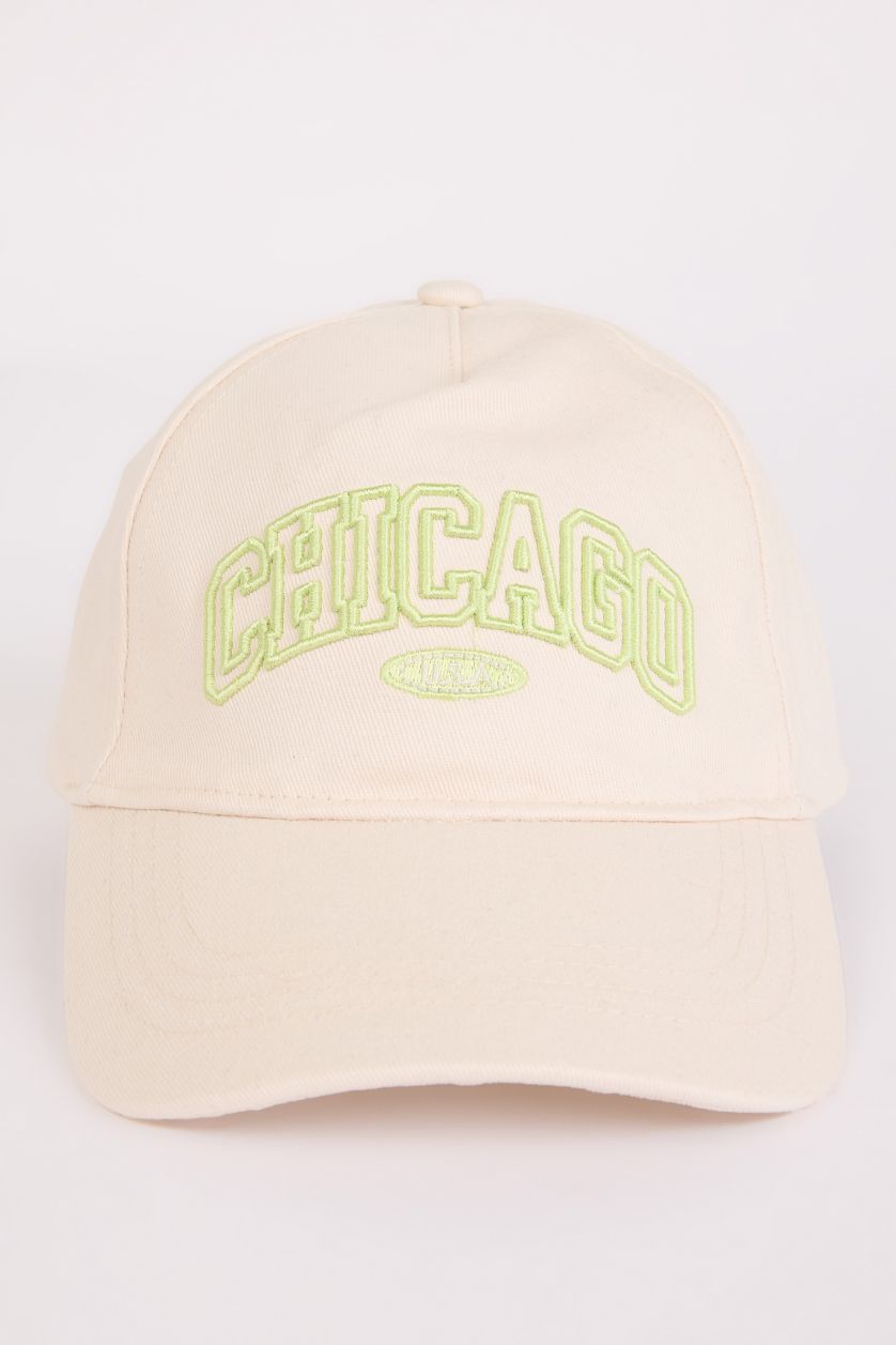 Kız Çocuk - Genç Kız Bej Kız Çocuk Nakışlı Pamuklu Cap Şapka