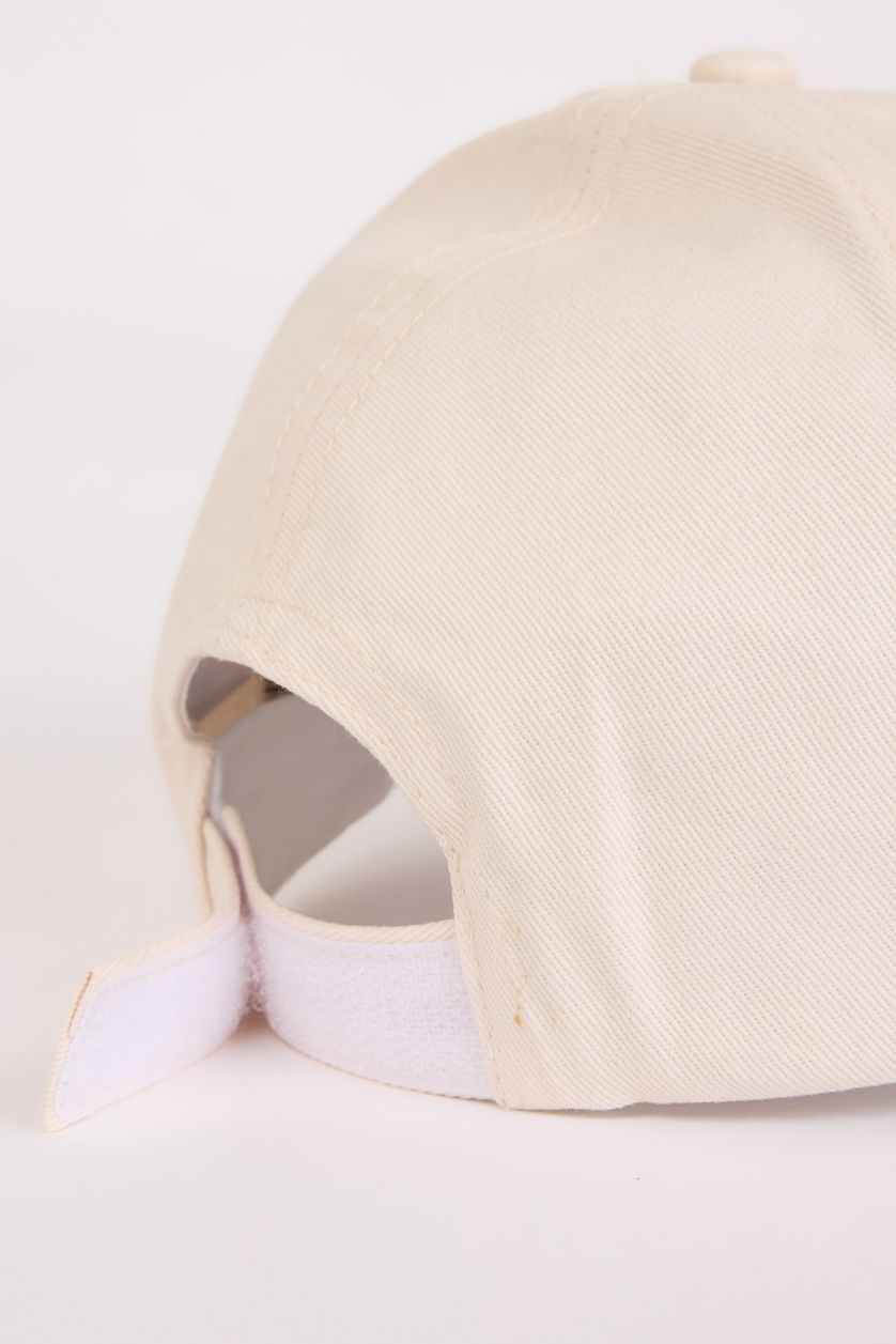 Kız Çocuk - Genç Kız Bej Kız Çocuk Nakışlı Pamuklu Cap Şapka