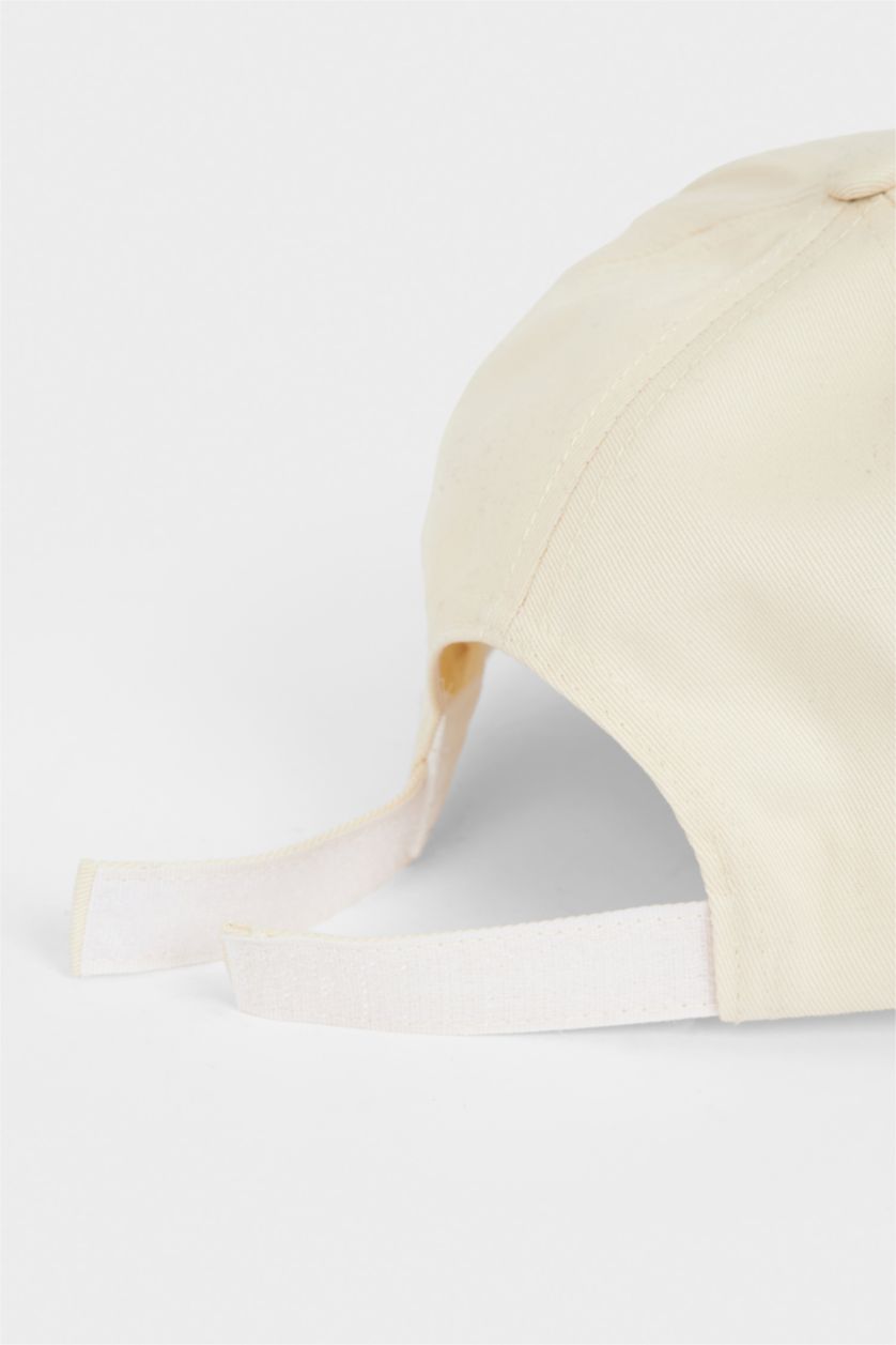 Kız Çocuk - Genç Kız Bej Nakışlı Pamuklu Cap Şapka Kız Çocuk