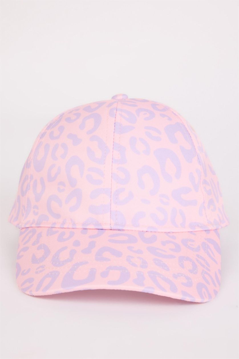 Kız Çocuk - Genç Kız Açık Pembe Desenli Cap Şapka Kız Çocuk