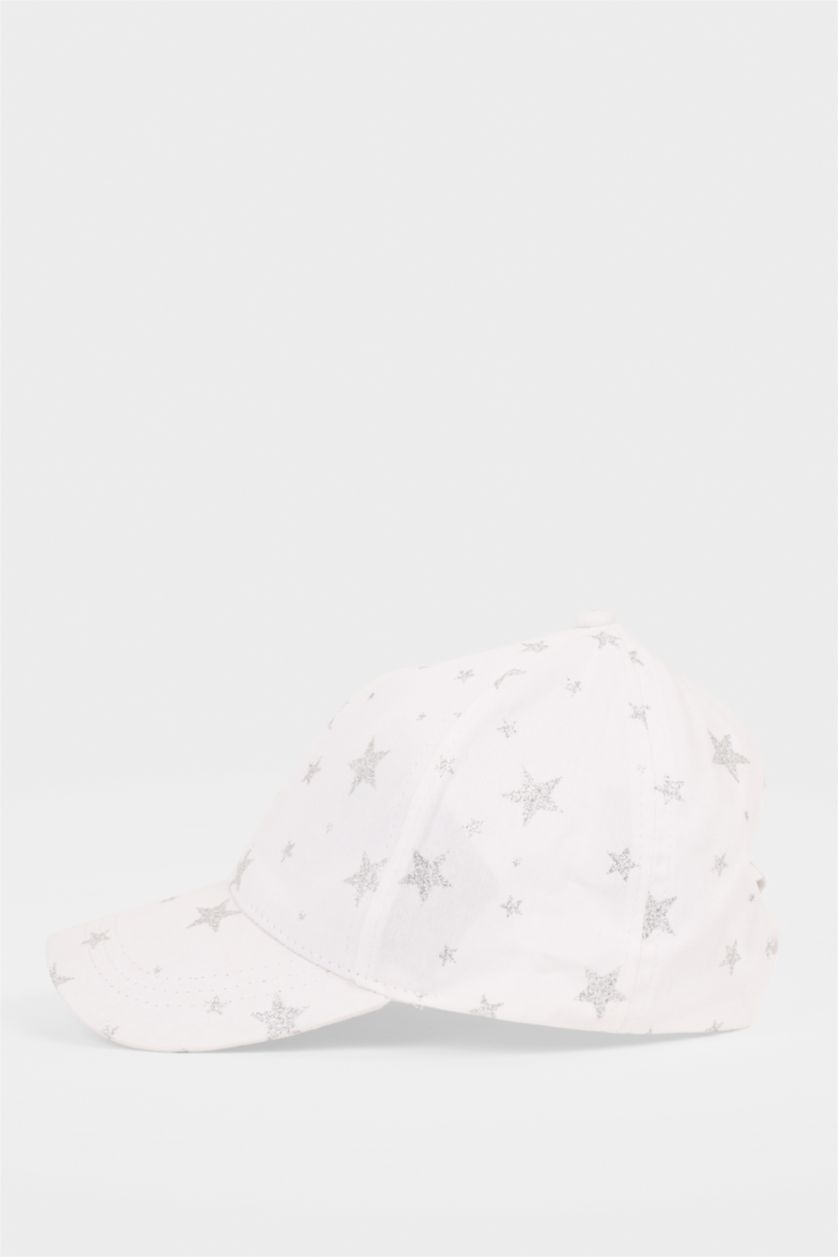 Kız Çocuk - Genç Kız Beyaz Desenli Cap Şapka Kız Çocuk