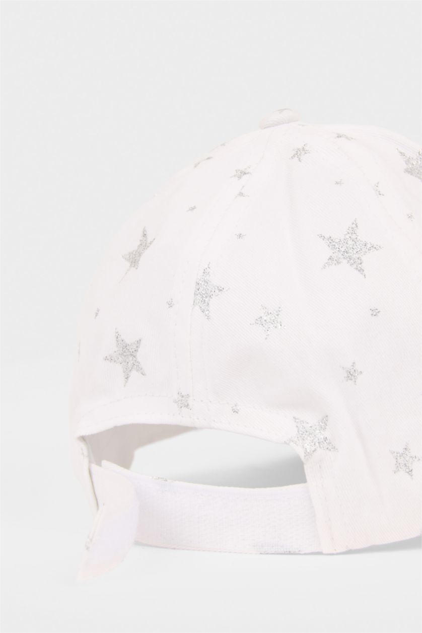 Kız Çocuk - Genç Kız Beyaz Desenli Cap Şapka Kız Çocuk