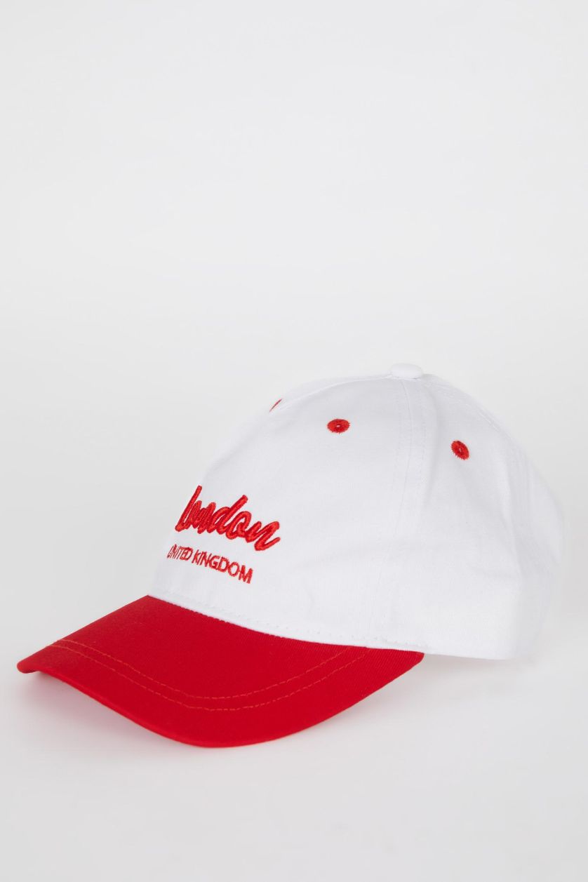 Girls & Teens Red Girl Embroidered Cotton Cap