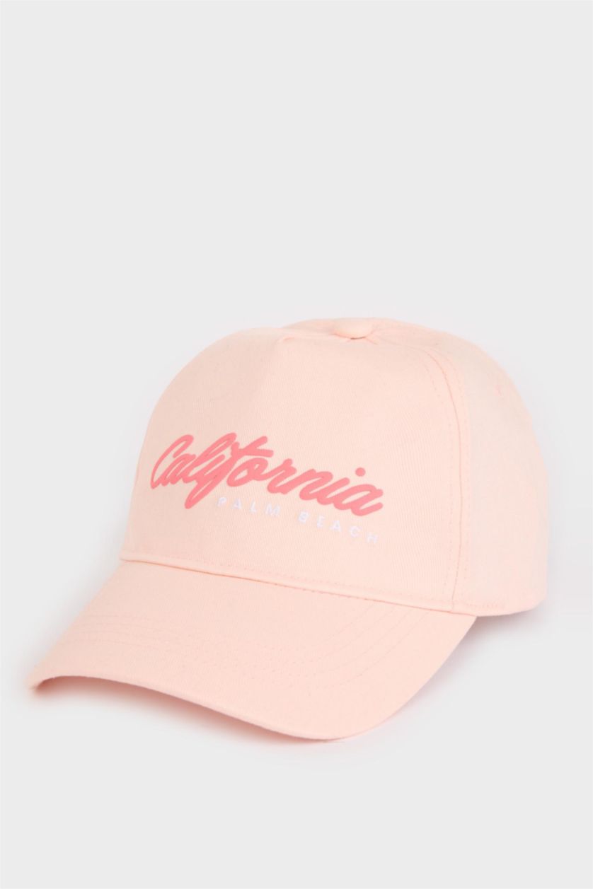 FILLES Orange Clair Casquette en coton imprimée pour fille