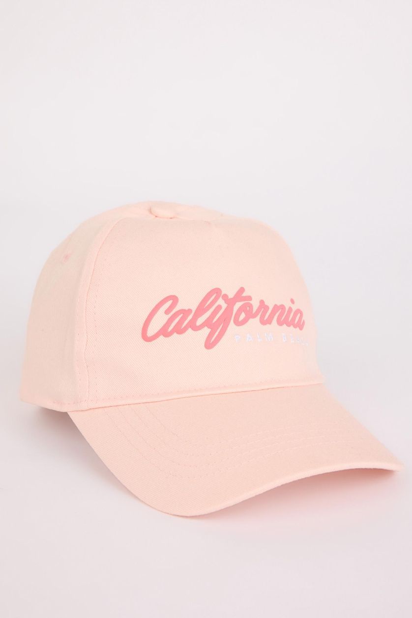 FILLES Orange Clair Casquette en coton imprimée pour fille