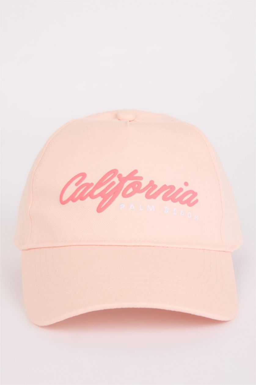 FILLES Orange Clair Casquette en coton imprimée pour fille