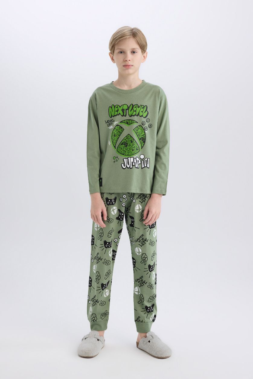 GARÇONS Vert Clair Pyjama imprimé Xbox Top à manches longues et pantalon pour garçon