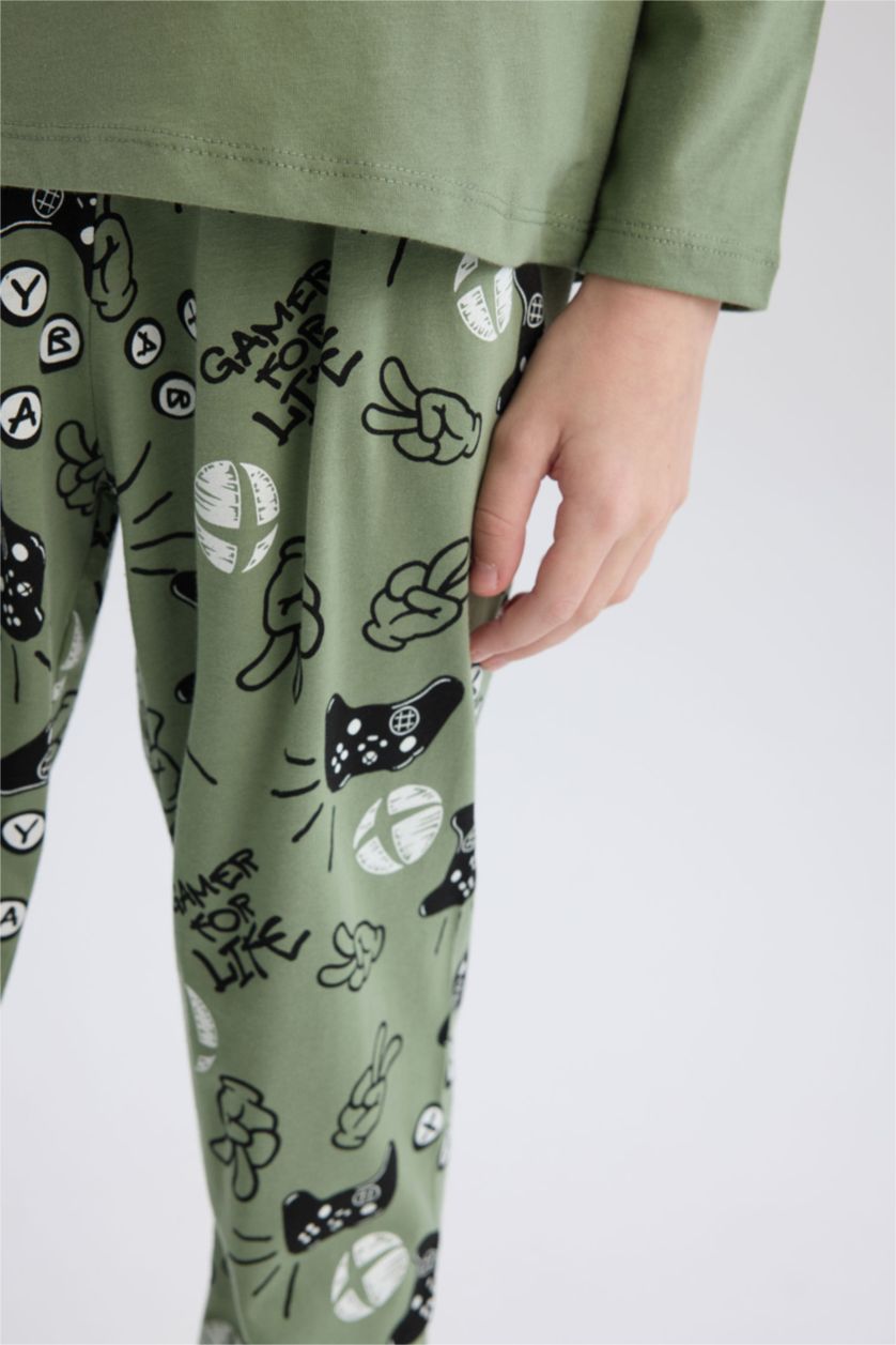 GARÇONS Vert Clair Pyjama imprimé Xbox Top à manches longues et pantalon pour garçon