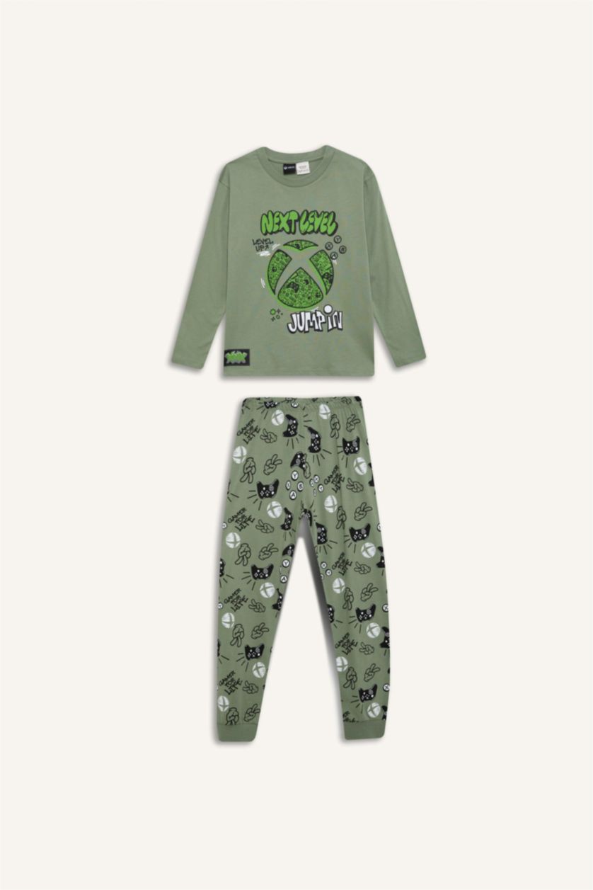 GARÇONS Vert Clair Pyjama imprimé Xbox Top à manches longues et pantalon pour garçon