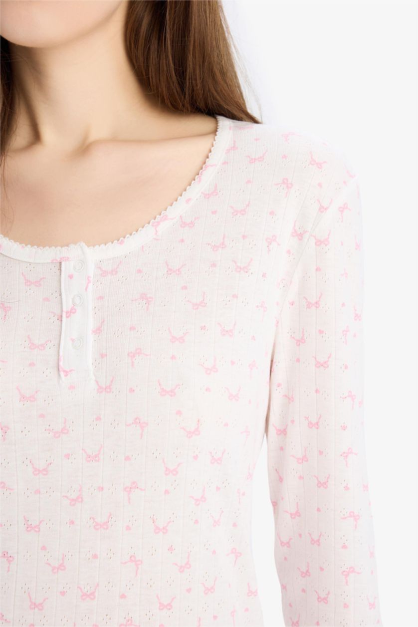 FEMME Écru Ensemble pyjama avec Top à manches longues et pantalon de Fall in Love