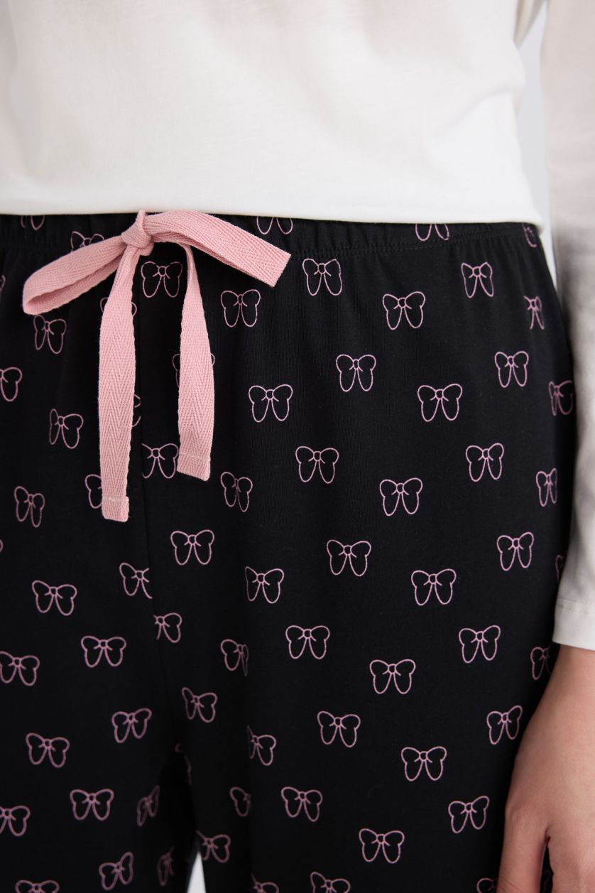 Женщины Черный Fall in Love комплект пижамы Disney Mickey Mouse & Friends на День Святого Валентина, с длинным рукавом и эластичной талией