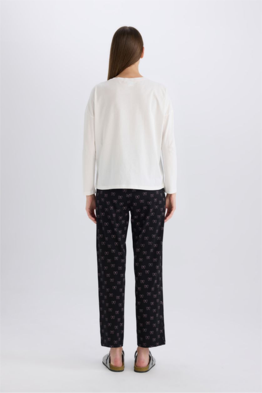 Женщины Черный Fall in Love комплект пижамы Disney Mickey Mouse & Friends на День Святого Валентина, с длинным рукавом и эластичной талией