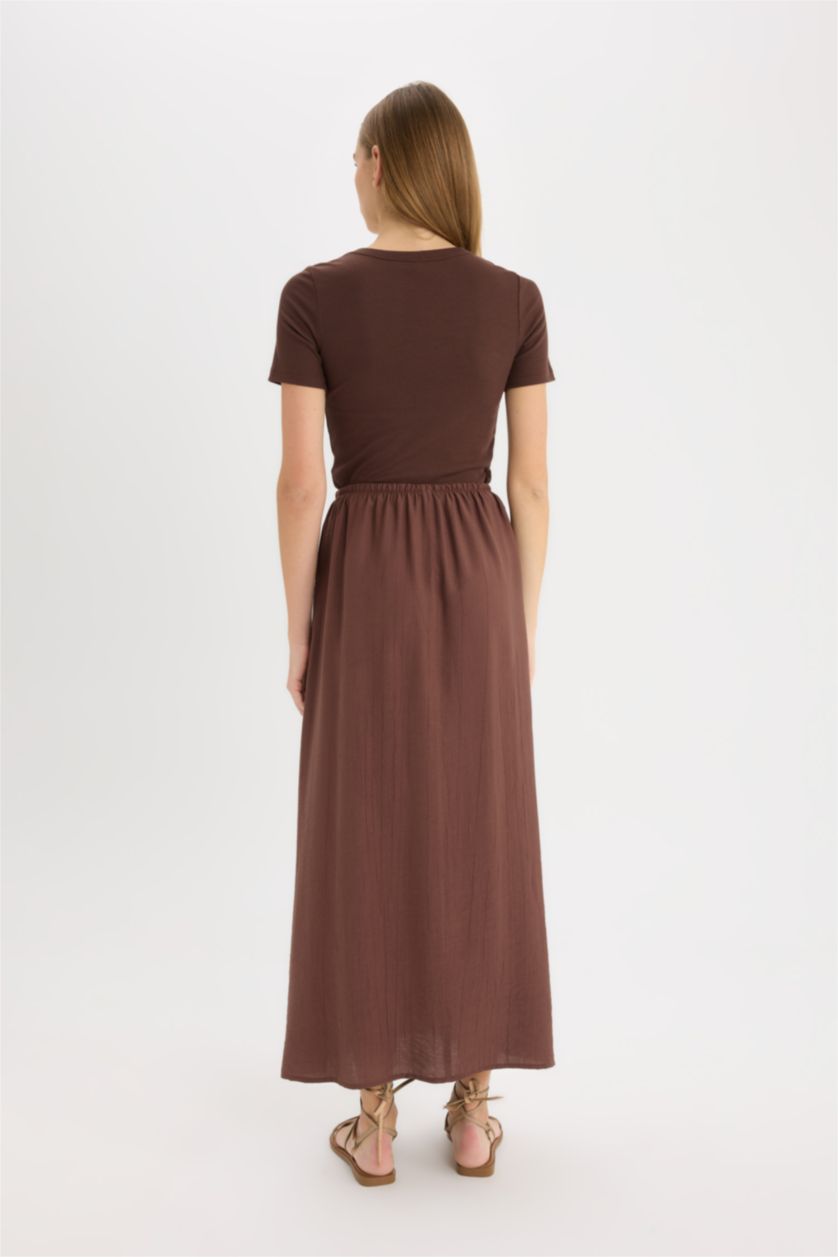 نساء خمري تنورة طويلة بقصة A بخصر عادي