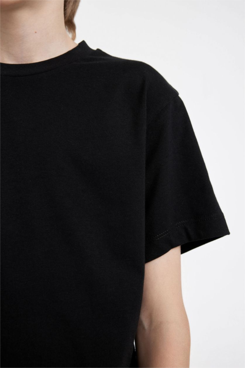 Young Boys - Teen Boys Black Boy Crew Neck Basic Short Sleeve T-Shirt