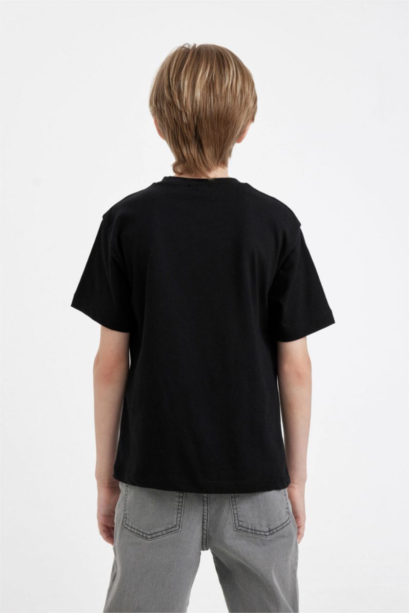 Young Boys - Teen Boys Black Boy Crew Neck Basic Short Sleeve T-Shirt
