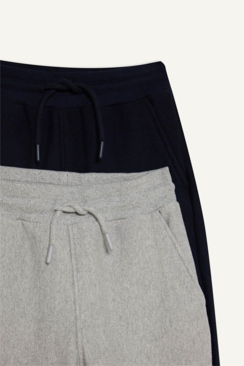 Erkek Çocuk - Genç Erkek Siyah Beli Lastikli Pike 2'li Eşofman Altı Erkek Çocuk