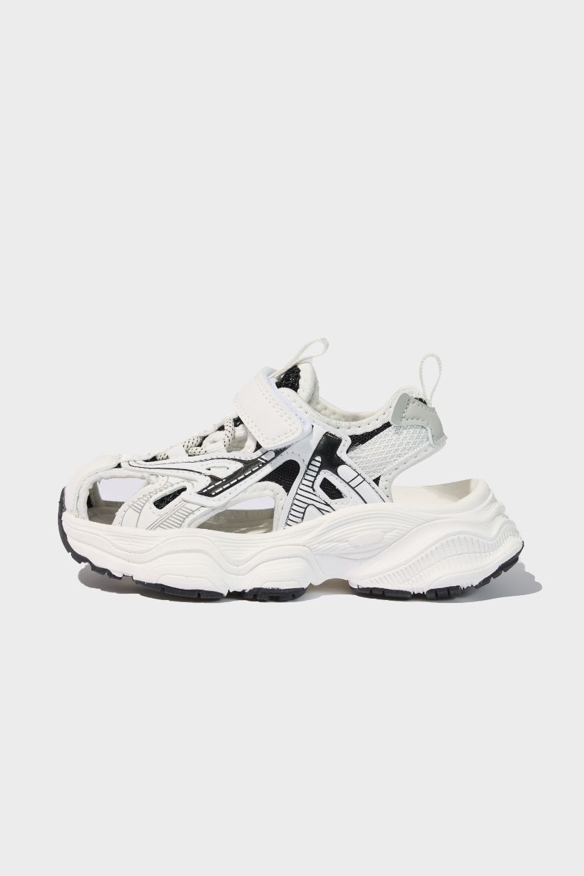 Erkek Çocuk - Genç Erkek Beyaz Düz Taban Cırt Cırtlı Spor Ayakkabı Erkek Çocuk