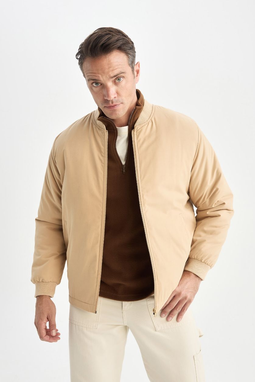 رجال فيزوني داكن جاكيت بومبر خفيف قصة عادية طارد للماء وياخة كوليج