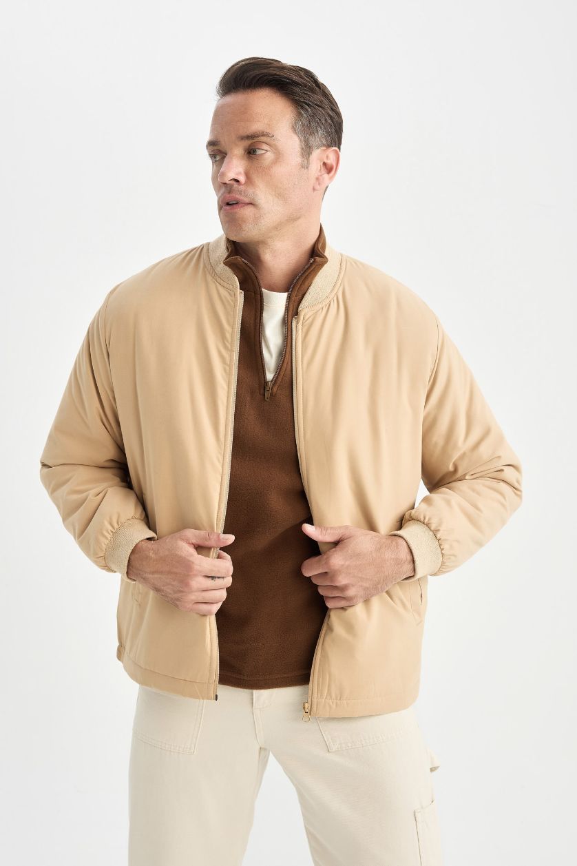 رجال فيزوني داكن جاكيت بومبر خفيف قصة عادية طارد للماء وياخة كوليج