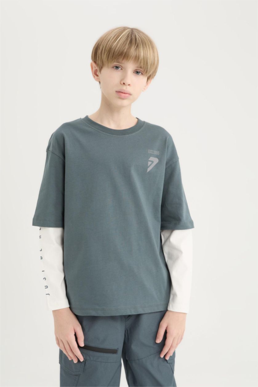 GARÇONS Anthracite Clair Boy Oversize Crew Neck Printed T-Shirt