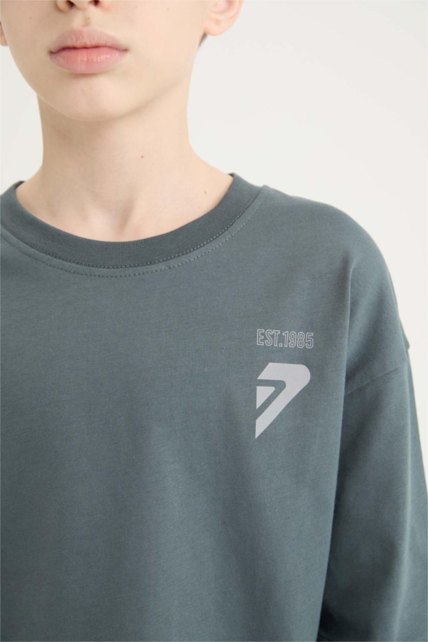 GARÇONS Anthracite Clair Boy Oversize Crew Neck Printed T-Shirt