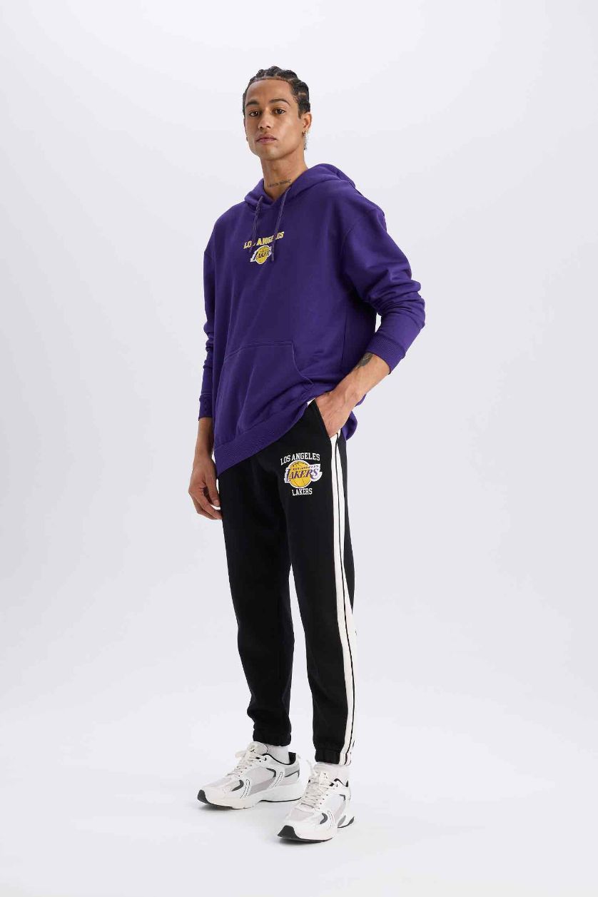 MAN Black DeFactoFit NBA Los Angeles Lakers Standard Fit Pocket Thick Sports Joggers