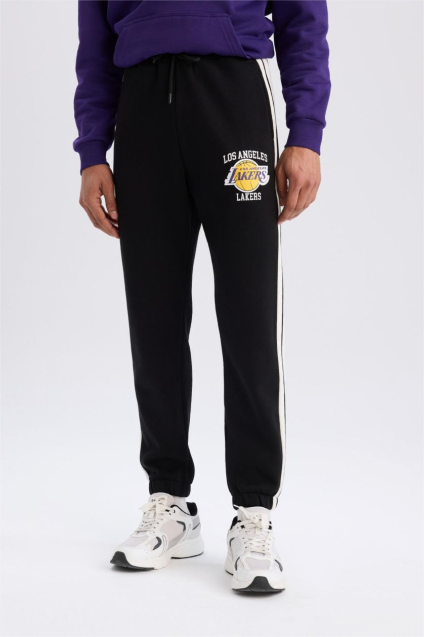 MAN Black DeFactoFit NBA Los Angeles Lakers Standard Fit Pocket Thick Sports Joggers