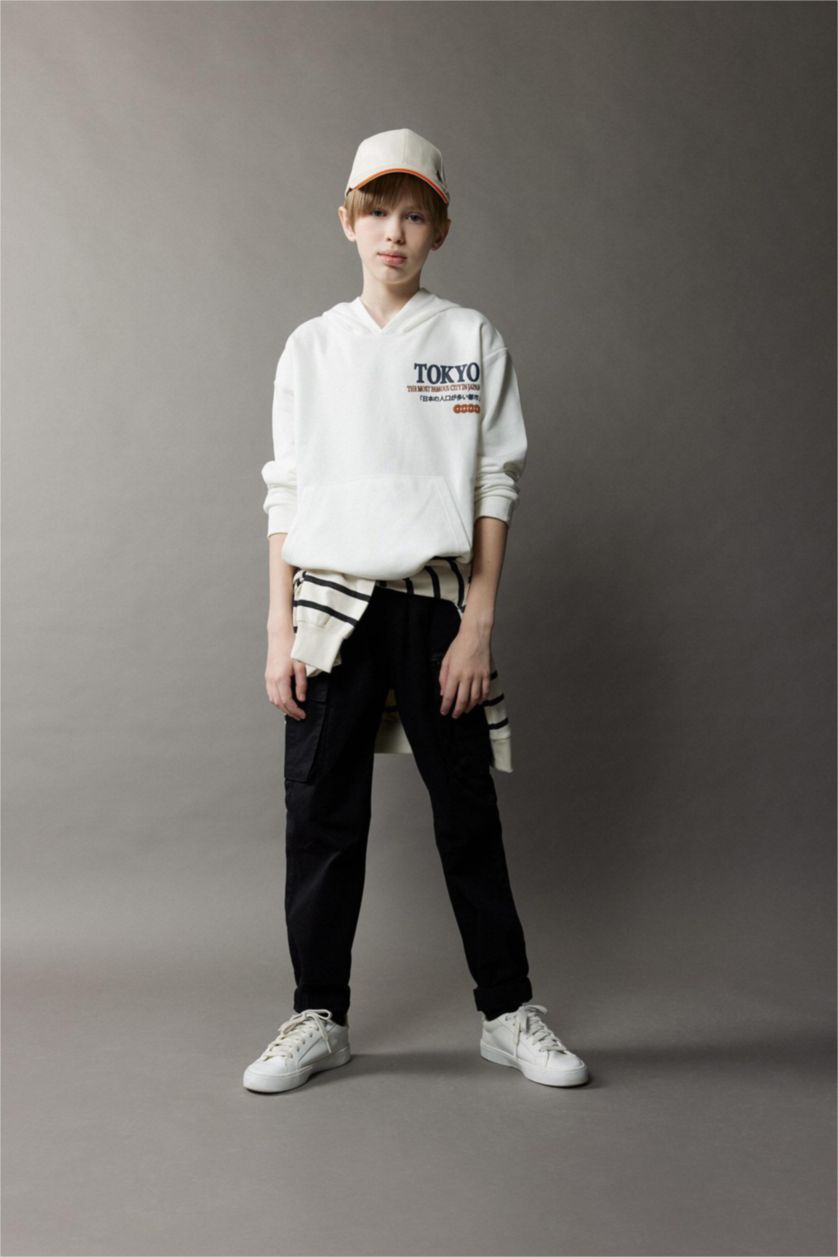 أولادي اوف وايت سويت شيرت اولادي اوفر سايز بجيب