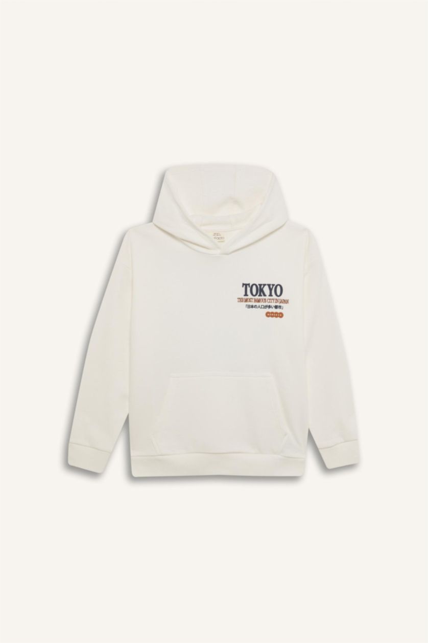 أولادي اوف وايت سويت شيرت اولادي اوفر سايز بجيب