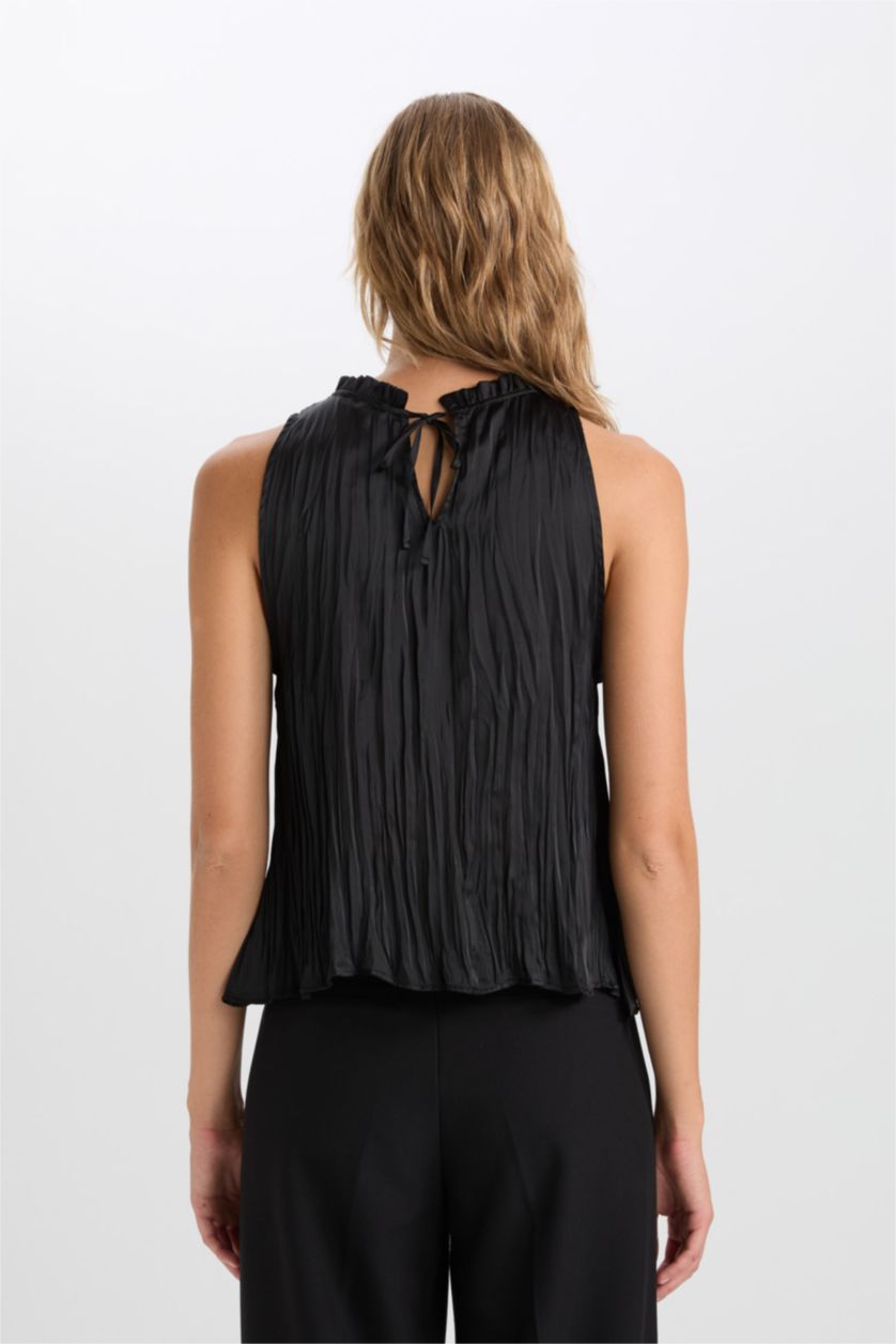 Әйелдерге қара қалыпты пішім Жеңсіз Блуза