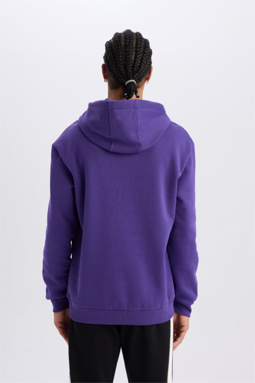 Erkek Koyu Mor Standart Fıt Kalın Sweatshirt Kumaşı Sweatshirt