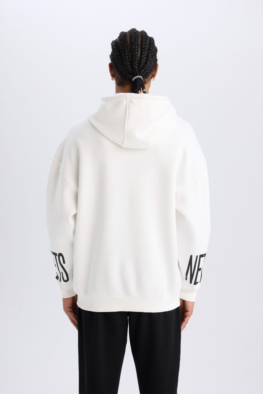 رجالي بيج فاتح سويت شيرت رياضي اوفر سايز بكابيشون بجيب من DeFactoFit