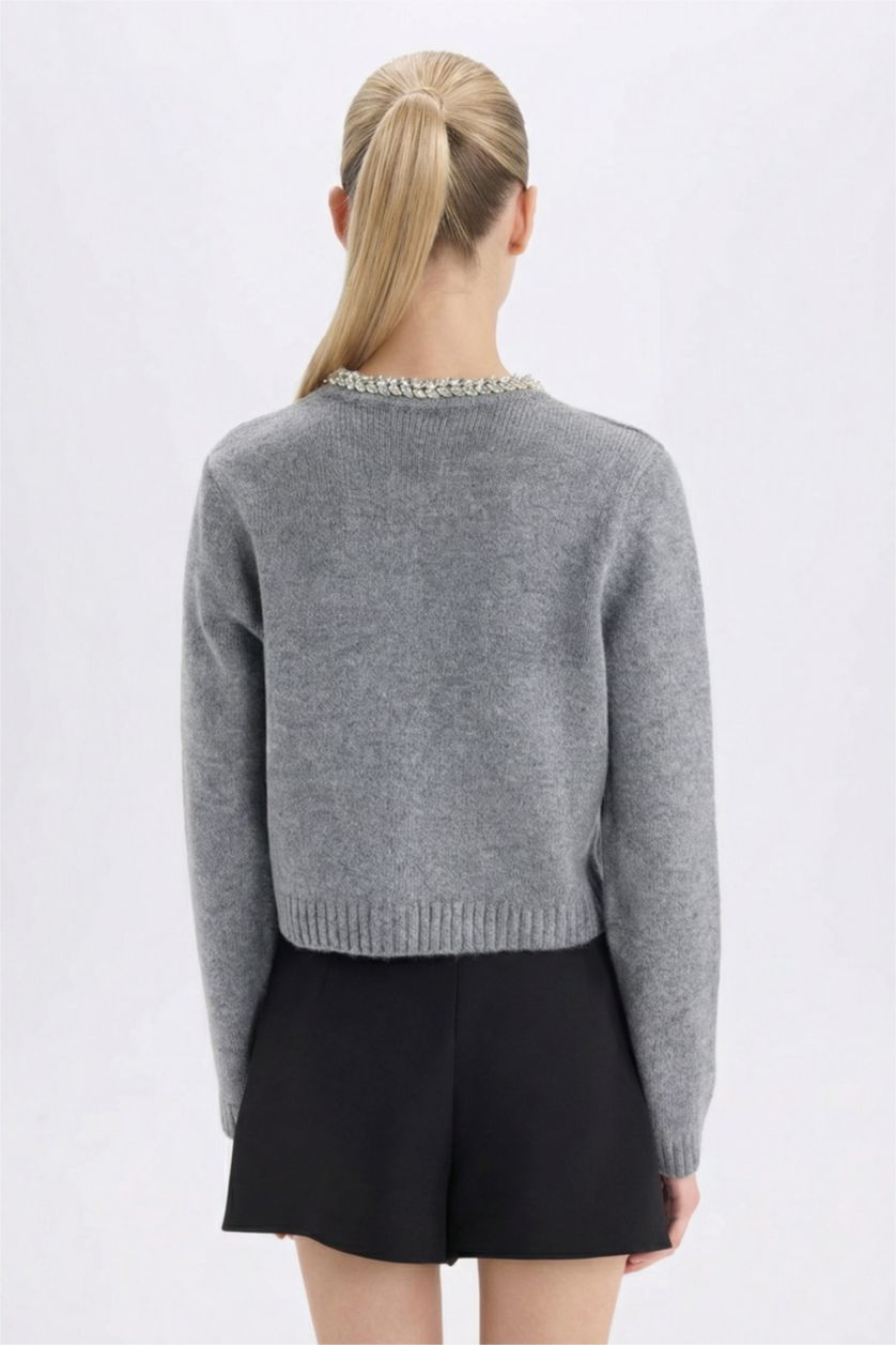 نساء ميلانج رمادي Regular Fit Cardigan