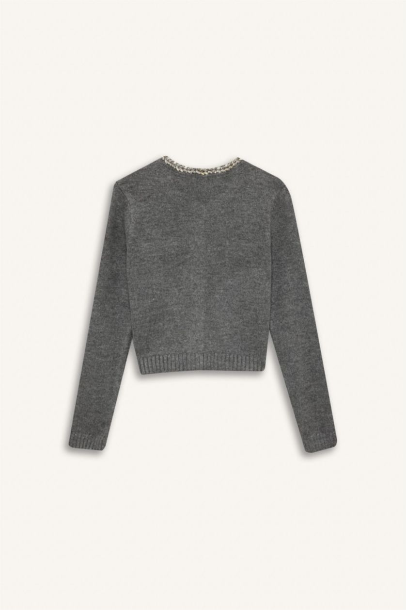 نساء ميلانج رمادي Regular Fit Cardigan