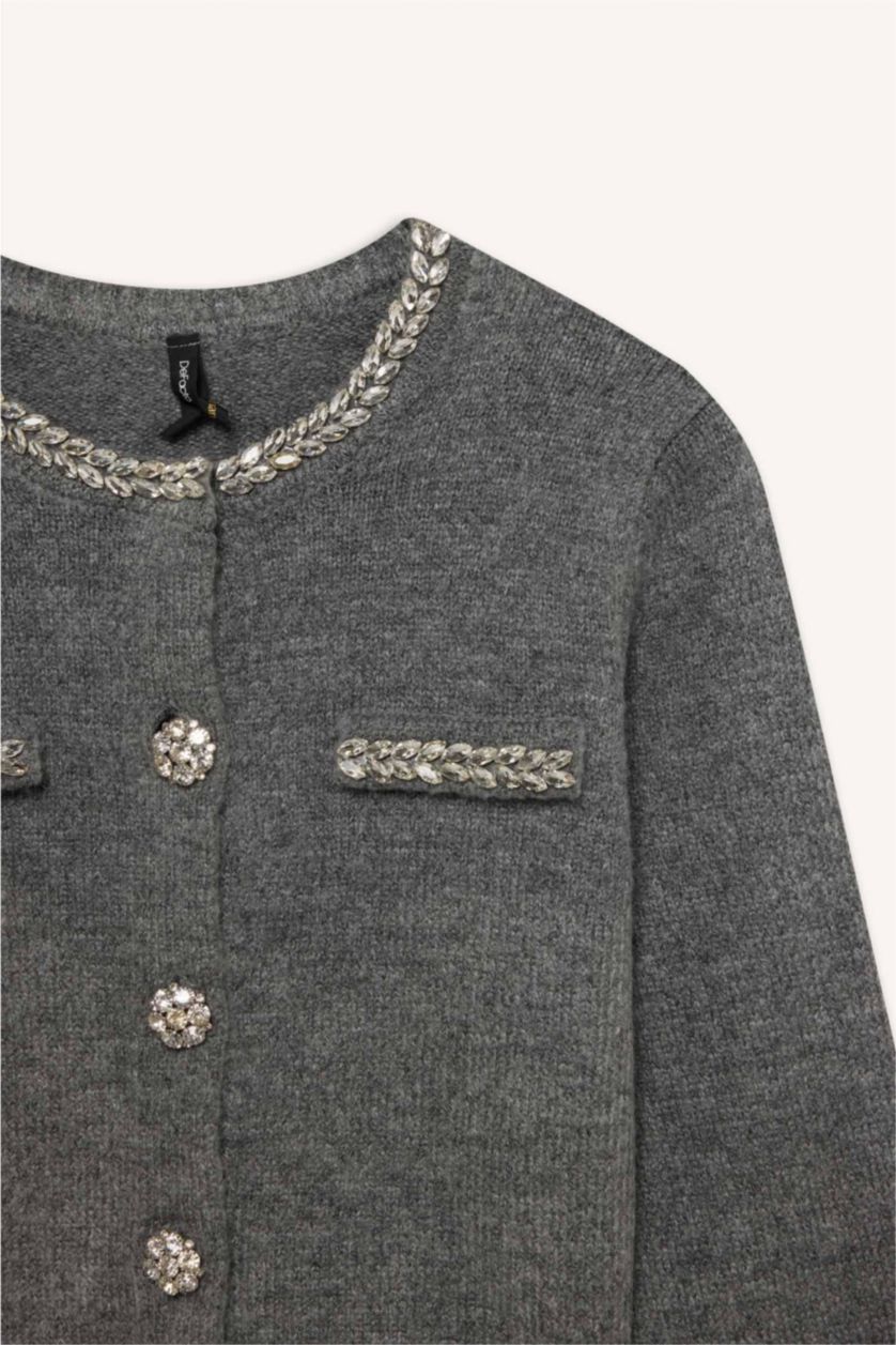 نساء ميلانج رمادي Regular Fit Cardigan